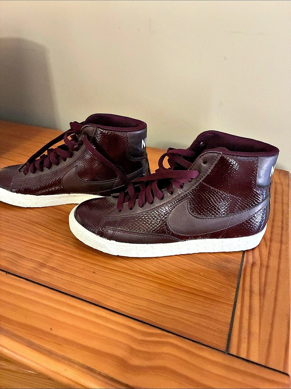Nike Blazer Mid Leather Premium 'Deep Burgundy' High Top Sneakers Burgundy size7